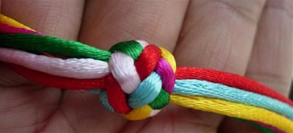 中国结六线三圈六瓣纽扣结的手工编织方法、打法图解教程