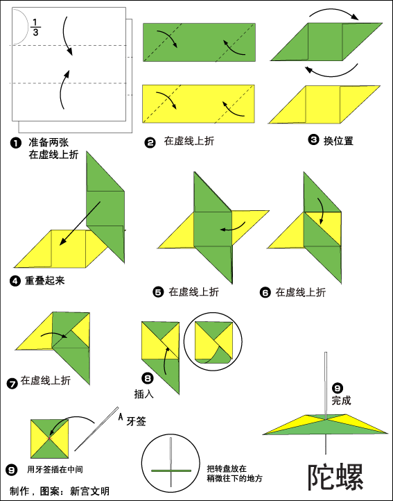 折纸陀螺的方法图片