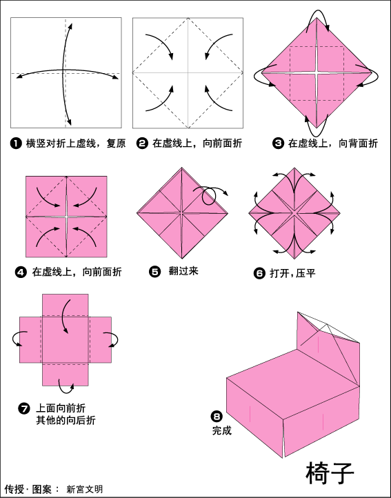 儿童折纸教程简单有趣的折纸之椅子的折纸方法