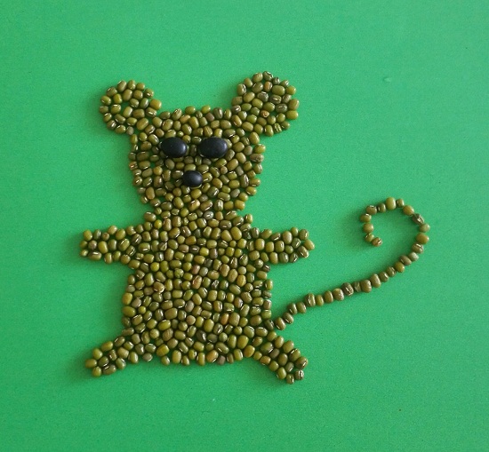 幼儿园豆子手工粘贴画用豆子diy创意粘贴可爱的小老鼠