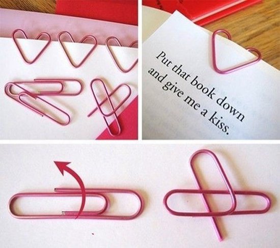 爱心书签怎么折回形针图片